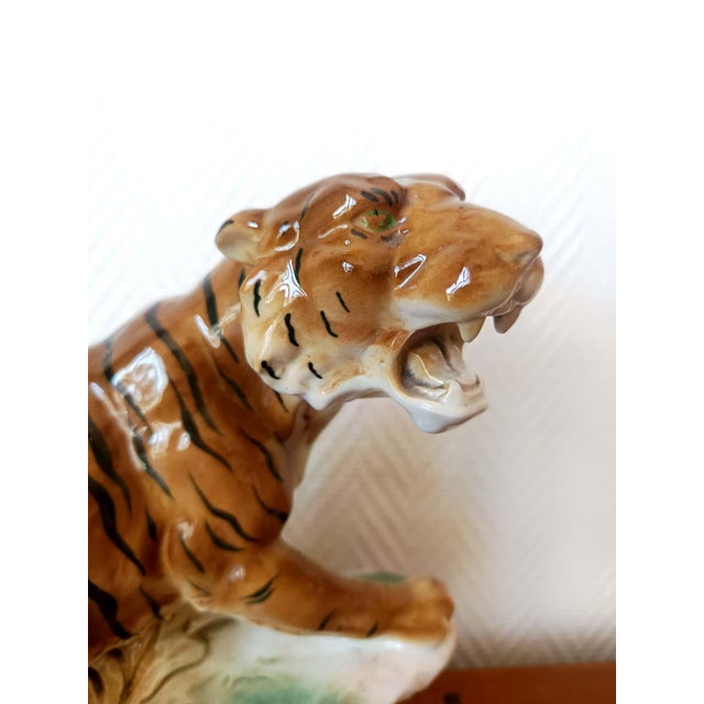 1950s Glazed Ceramic Tiger, 1940-1950 For Sale - Image 5 of 11