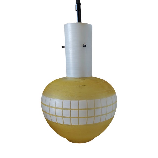 Vintage Yellow Glass Pendant Lamp, 1960s For Sale