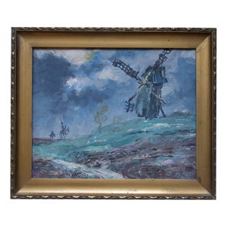 Stefan Brzozowski, Landscape with Don Quixote, 1950s, Oil Painting on Canvas For Sale