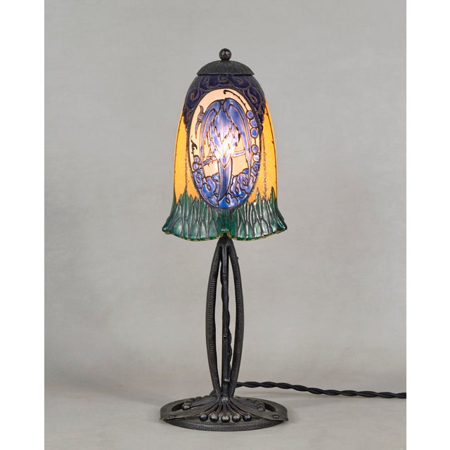 Art Deco French Art Deco Enamelled Table Lamp by Les Etablissements Leune - 1920s France For Sale - Image 3 of 15