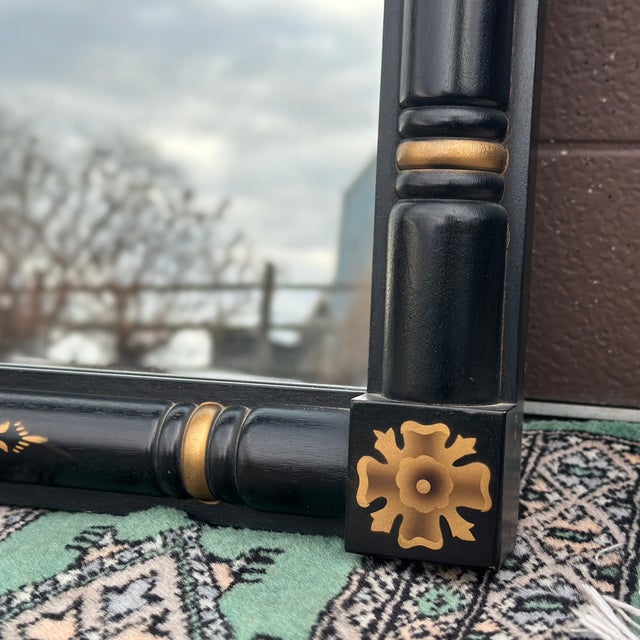 Vintage Signed Lambert Hitchcock Black & Gold Petite Wall Mirror For Sale - Image 9 of 11