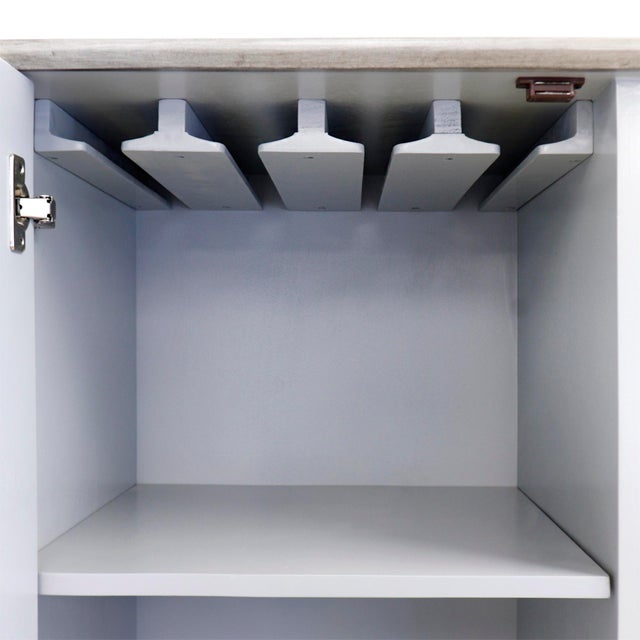 Taupe Pasargad Home Oliver Bar Cabinet With Shelves, Drawer and Mirror For Sale - Image 8 of 13