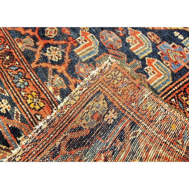Persian Antique Persian Malayer Rug, Hand-Knotted Wool, Geometric Pattern, 4x6, Ivory & Navy For Sale - Image 3 of 18