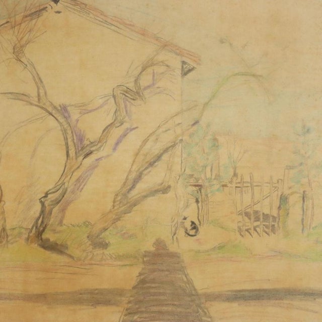 Mario Cavaglieri, Countryside View, Pencil on Paper on Canvas For Sale - Image 3 of 10