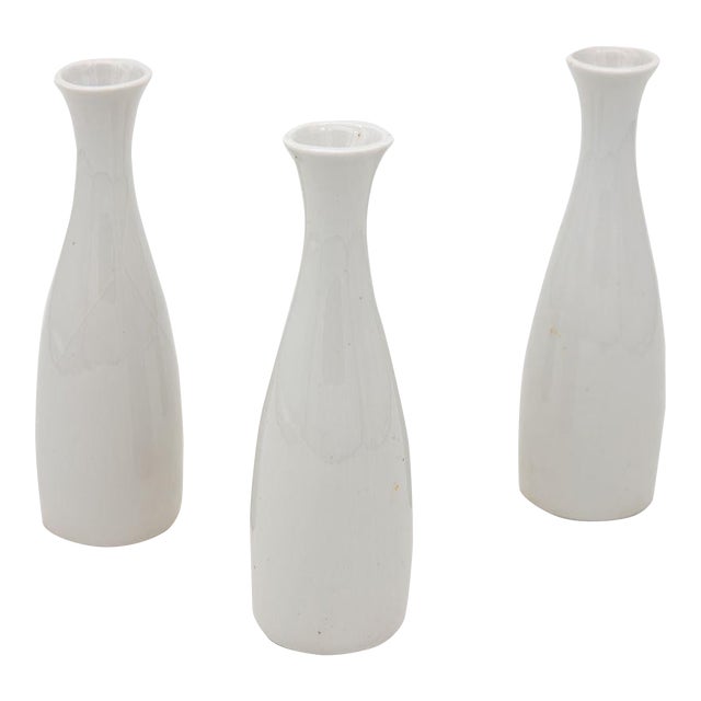 Collection of Three White Single Bud Vases, French Early 21st C. For Sale