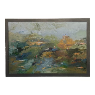 1960s Large Original Mid-Century Style Figurative Abstract Oil Painting by Jajan Morazo - Signed For Sale