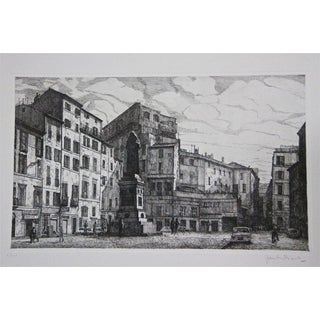 Giuseppe Malandrino, Campo de'Fiori, Etching, 1970s For Sale