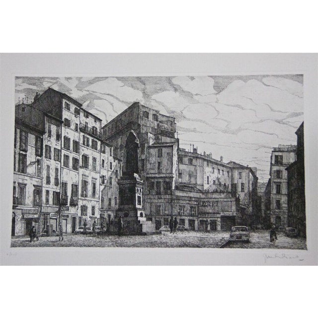 Giuseppe Malandrino, Campo de'Fiori, Etching, 1970s For Sale