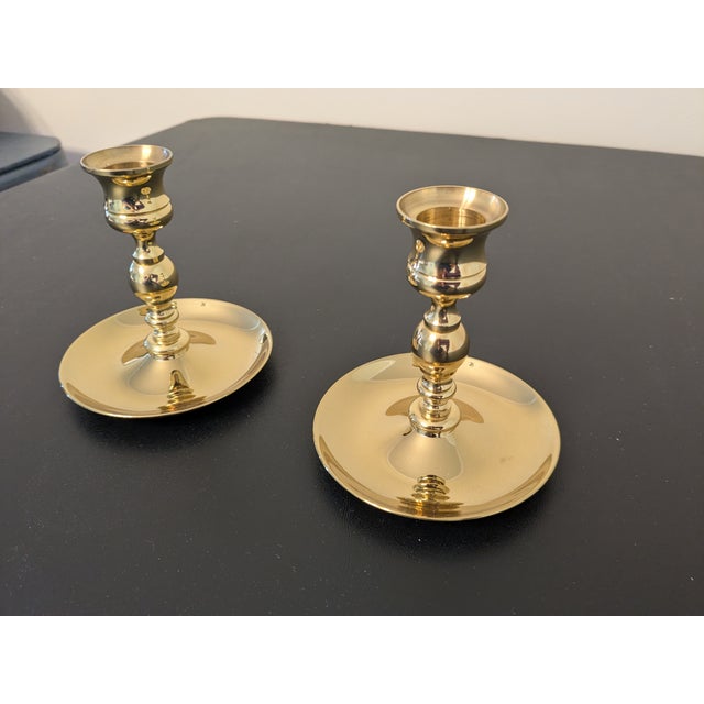 Pair of Baldwin Brass 4" Candlesticks For Sale - Image 4 of 7
