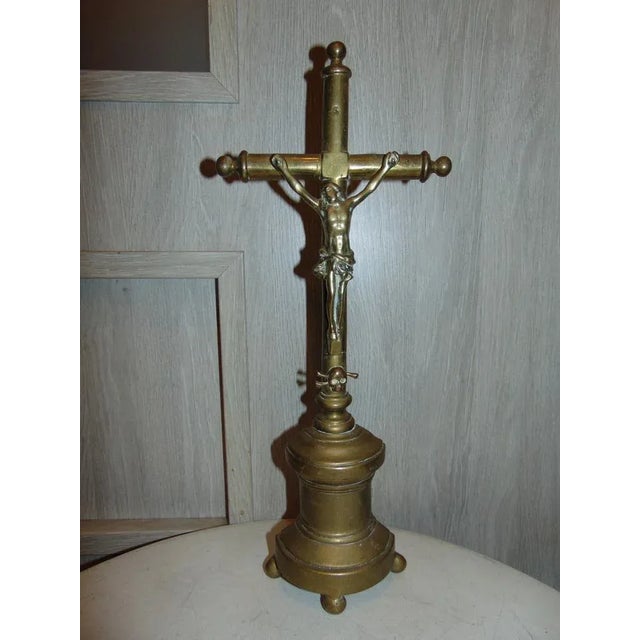 Pre-War Brass Standing Cross, 1890s For Sale - Image 6 of 6