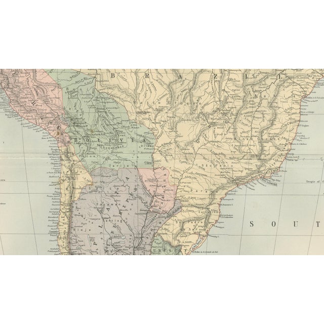 Antique South America Map from Bartholomew, 1884 For Sale - Image 6 of 10