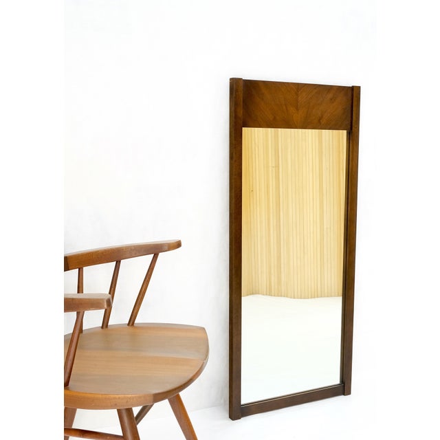 1970s Mid-Century Modern Walnut Hanging Wall Mirror For Sale - Image 5 of 9
