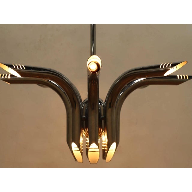 1980s Italian Chrome “Pipe” Chandelier by Goffredo Reggiani For Sale - Image 11 of 12