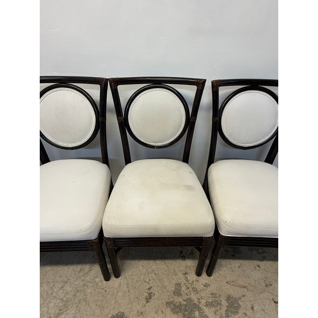 McGuire Brown Leather Wrapped Bamboo Dining Chairs - Set of Six For Sale - Image 13 of 18