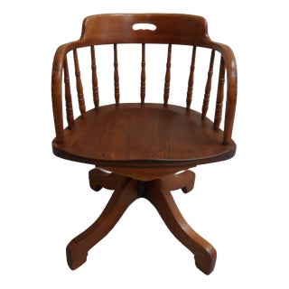 Antique Oak Rotating Desk Armchair, 1890s For Sale