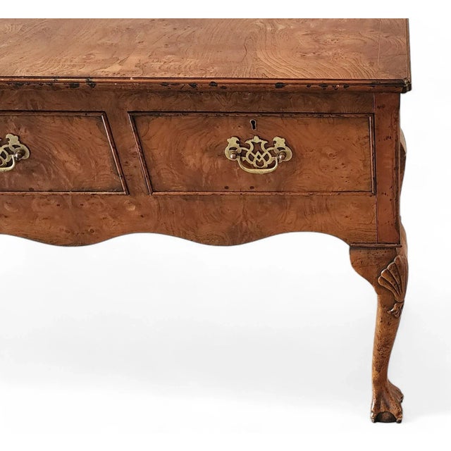 Burled Elm Queen Anne Style 4 Drawer Dining Room / Entrance Way Sideboard Cabinet, C1980s For Sale - Image 12 of 12