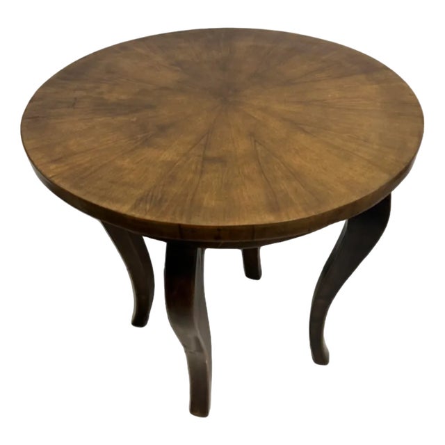 Art Deco Round Walnut Veneer Coffee Table, 1929 For Sale