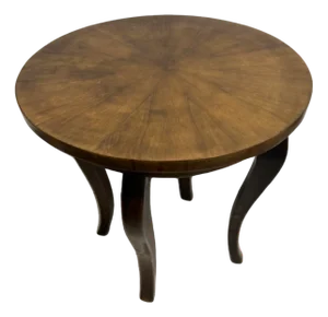 Art Deco Round Walnut Veneer Coffee Table, 1929