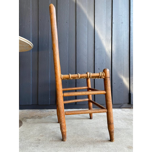 Late 19th Century Late 19th C. Organic Modern Wabi Sabi Folk Primitive Rope Seat Chair For Sale - Image 5 of 13