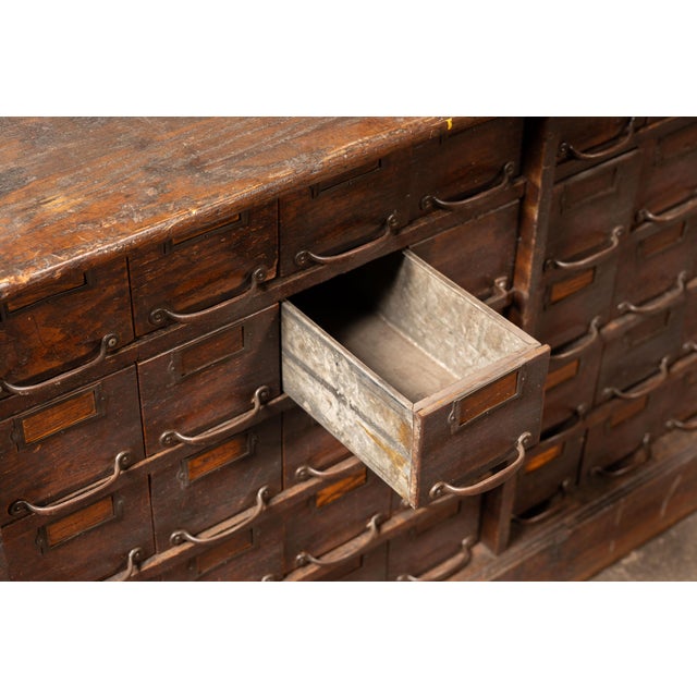 Antique Monumental Industrial Hardware & Parts Cabinet For Sale - Image 11 of 11