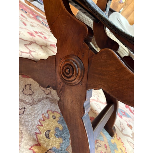 Early 20th Century Antique Italian Renaissance Revival Walnut Savonarola Chair For Sale - Image 5 of 7