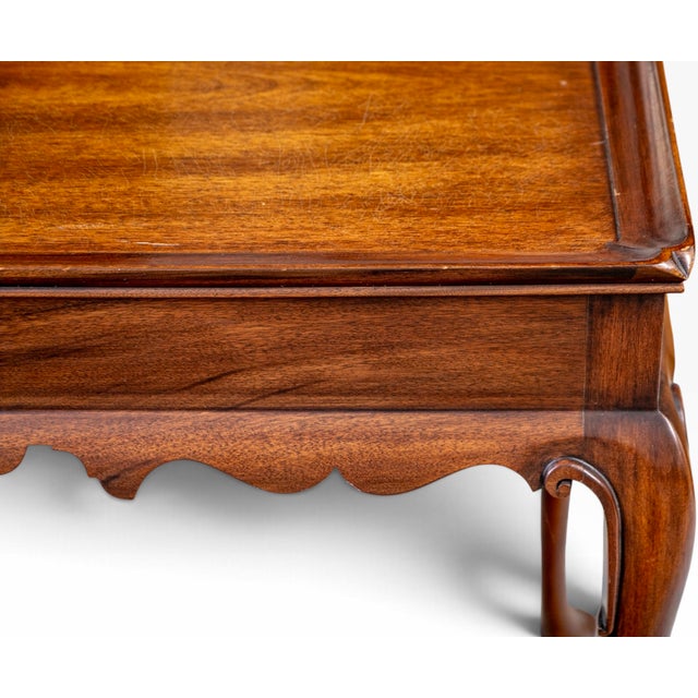 Late 20th Century Vintage Henkel Harris Queen Anne Mahogany Tea Table With Candle Slides For Sale - Image 5 of 11