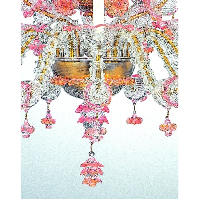 Contemporary Pink and Transparent Venetian Murano Glass Chandelier by Simoeng for Simoeng For Sale - Image 3 of 7