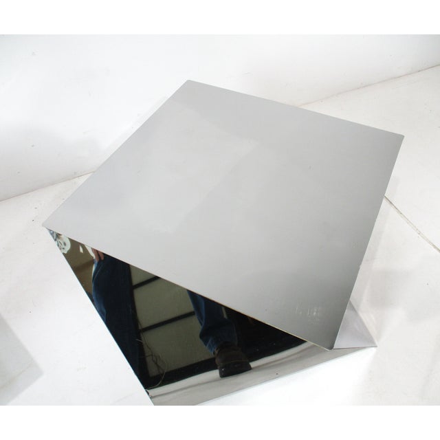 Wood 1970's Chromed Origami Styled Angled Side Tables For Sale - Image 7 of 12