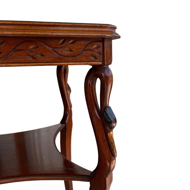 Vintage Hollywood Regency Carved Swan Side Table With Shelf For Sale - Image 12 of 13