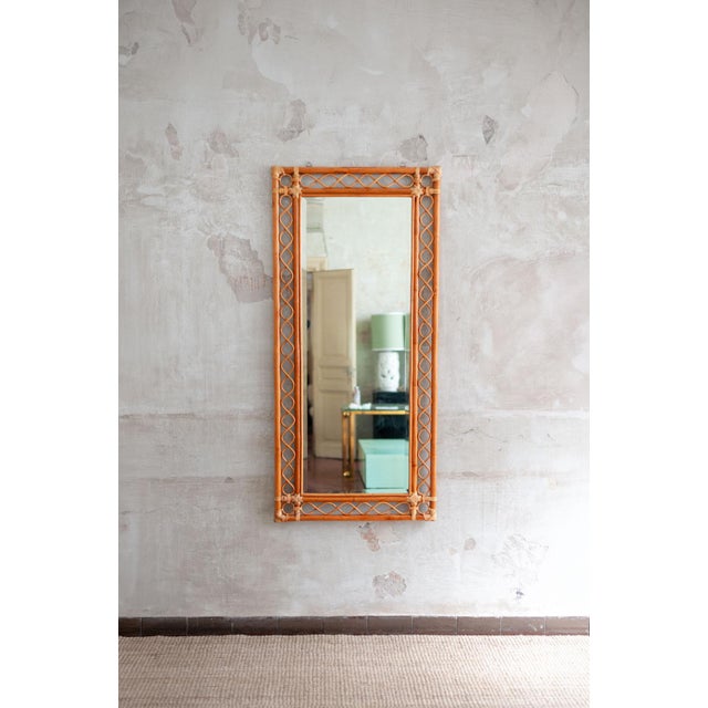 1970s Large Rectangular Bamboo Mirror, 1970s For Sale - Image 5 of 5