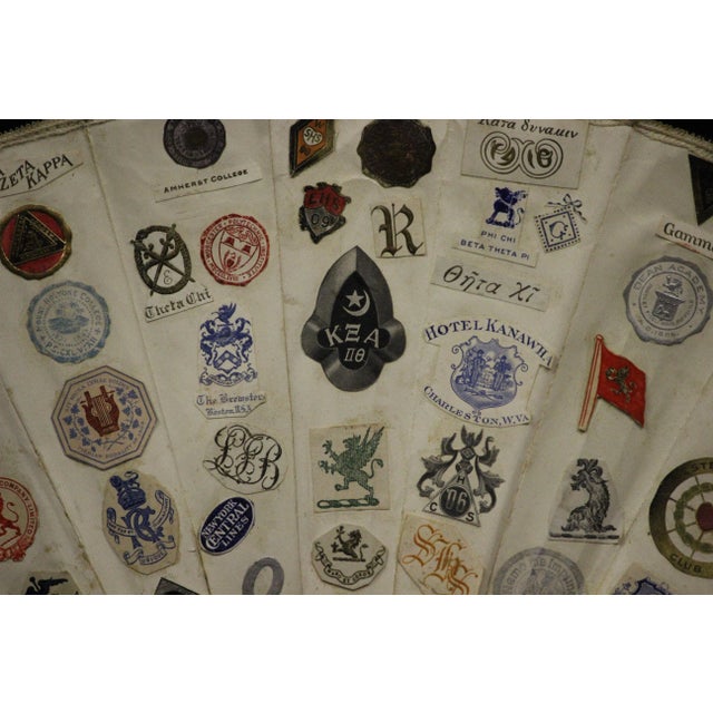 Paper Mid 20th Century 16 Panel Fan with 163 Letterhead Emblems For Sale - Image 7 of 7