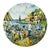 1980s Vintage Brunelli Designs Made in Italy Folk Art Market Scene Ceramic Salad Plates - Set of 6 For Sale - Image 14 of 18
