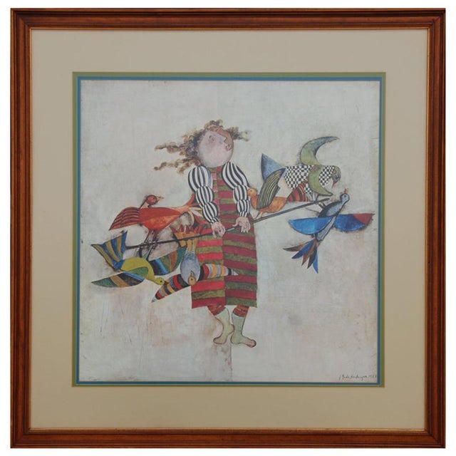 Paper 1970s The Bird Vendor Offset Lithograph by Graciela Rodo Boulanger For Sale - Image 7 of 7