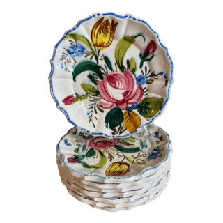 Mid 20th Century Italian Hand Painted Plates - Set of 8 For Sale