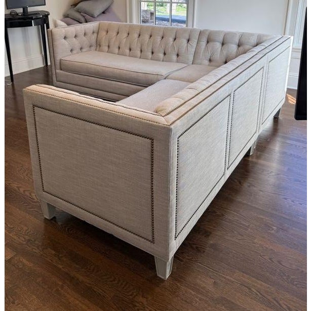 3 Piece Sectional With Nailhead Detail For Sale - Image 4 of 8