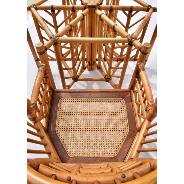 1960's McGuire Hexagon Rattan Coastal Dining Table Base For Sale - Image 11 of 11