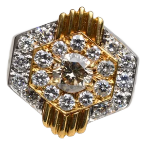 The David: Vintage David Webb Signed ring In Platinum and 18 Karat Yellow Gold