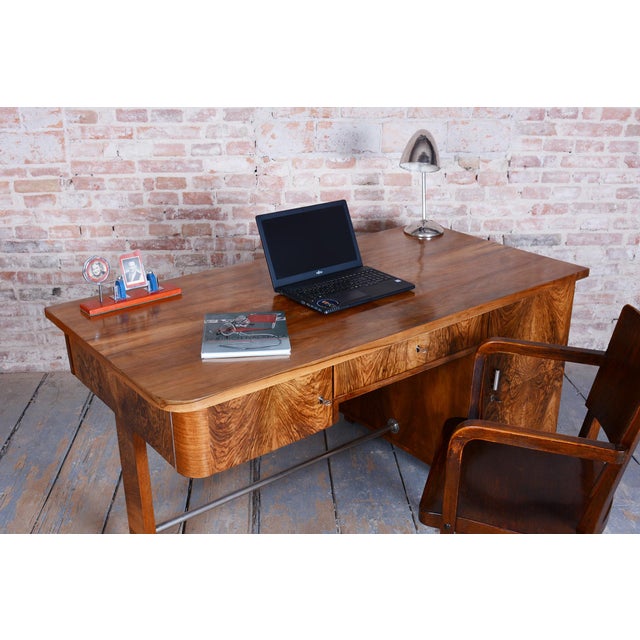 Art Deco Walnut Writing Desk from Up Závody, Czech, 1930s For Sale - Image 12 of 18