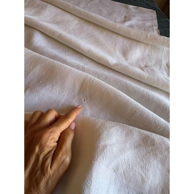 Antique French XL Linen Towel 31.5 X 73.2 Inches Hand Finished Edges Vintage French Trousseau Textile For Sale - Image 13 of 14