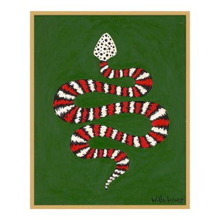 Key Lime Chiffon the Snake by Willa Heart in Gold Frame, Medium Art Print For Sale