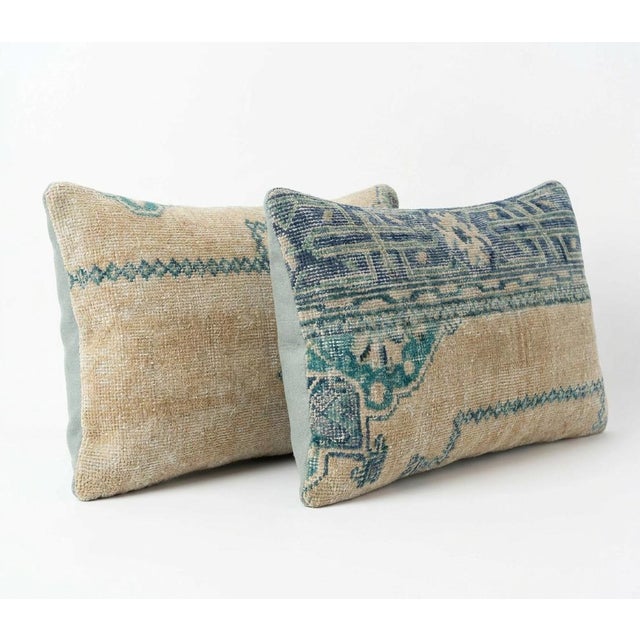 Mid-Century Modern Bohemian Lumbar Rug Pillow Cover 16'' X 24'' - Set of Two For Sale - Image 3 of 4