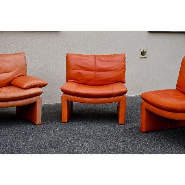 Series 5 Lounge Chairs in Cognac Orange Leather, 1970s, Set of 5 For Sale - Image 10 of 18