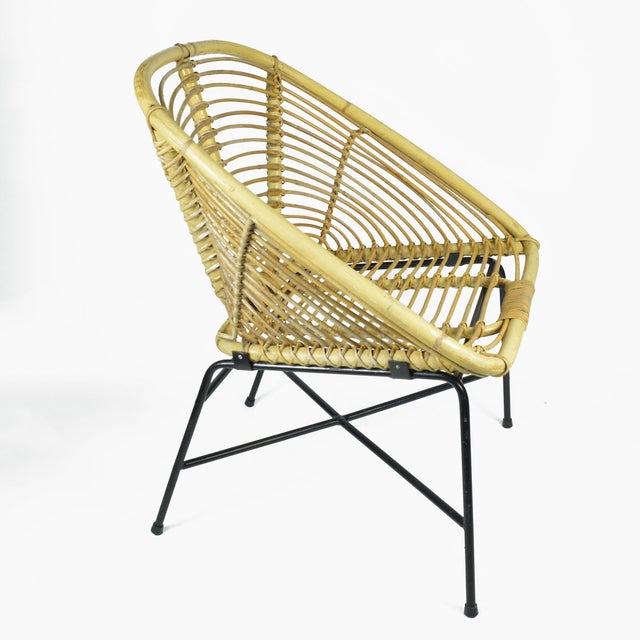 1960s Scandinavian Modern Rattan Bucket Armchair | Chairish - Quality Scandinavian Bucket Chair