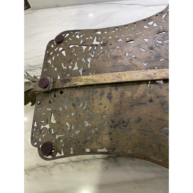 Brass Antique Chinese 19th Century Votive Pole Arm Fan Shape Temple Standard For Sale - Image 8 of 12