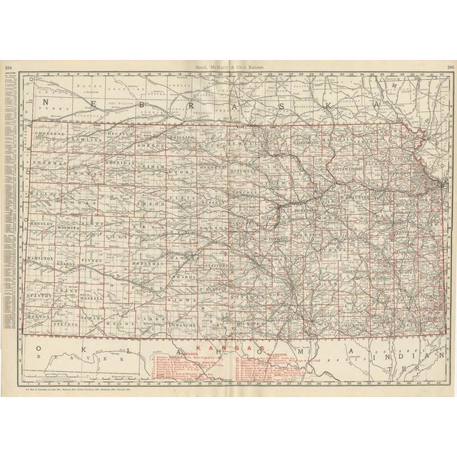 Antique Map of Kansas The Sunflower State by Ran McNally, 1899 For Sale - Image 12 of 12