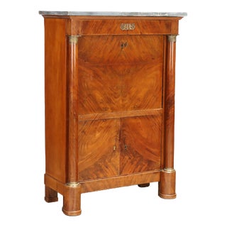 Napoleon III Mahogany Secretaire with Gray Marble For Sale