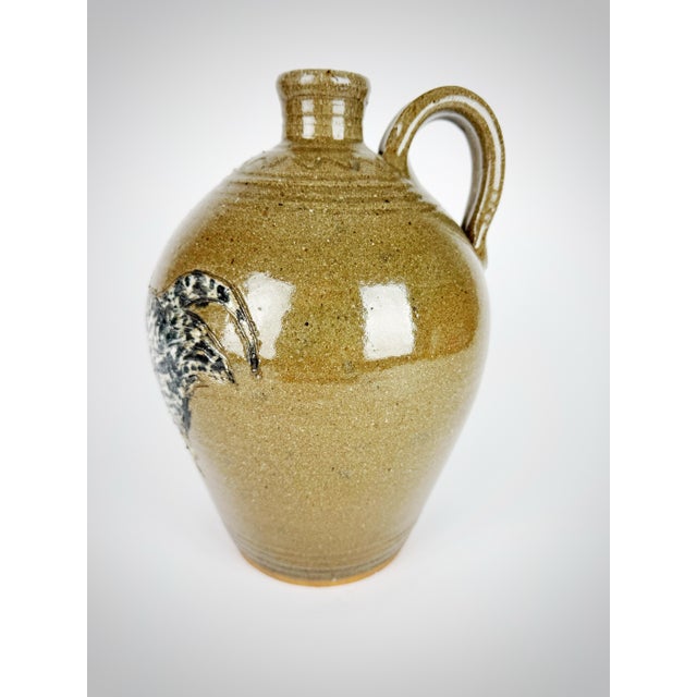 Late 20th Century Signed Lisk Studio Pottery Rooster Jug | Southern Folk Art Stoneware For Sale - Image 5 of 10