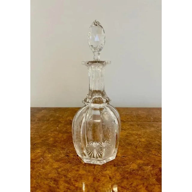 Antique Victorian Engraved Decorated Glass Decanter, 1880 For Sale - Image 3 of 5