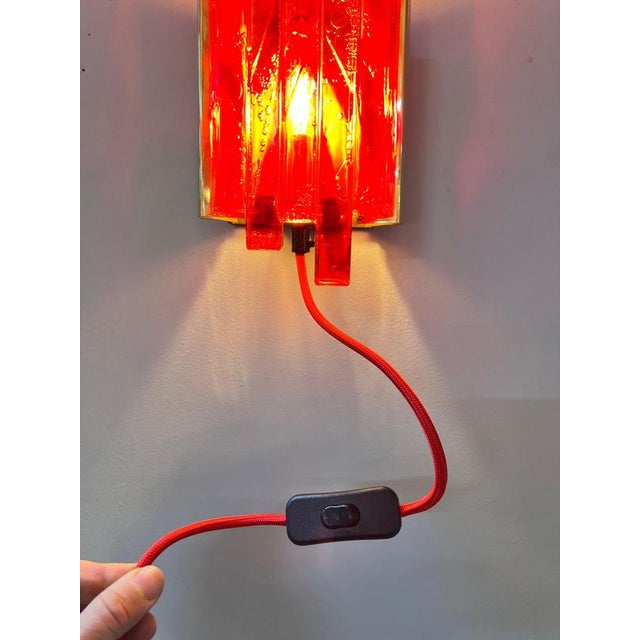 Gold Red Wall Lamp by Claus Bolby For Sale - Image 8 of 11