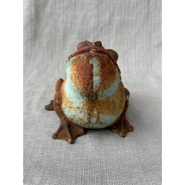 Vintage Cast Iron Frog Doorstop Garden Ornament For Sale - Image 4 of 12